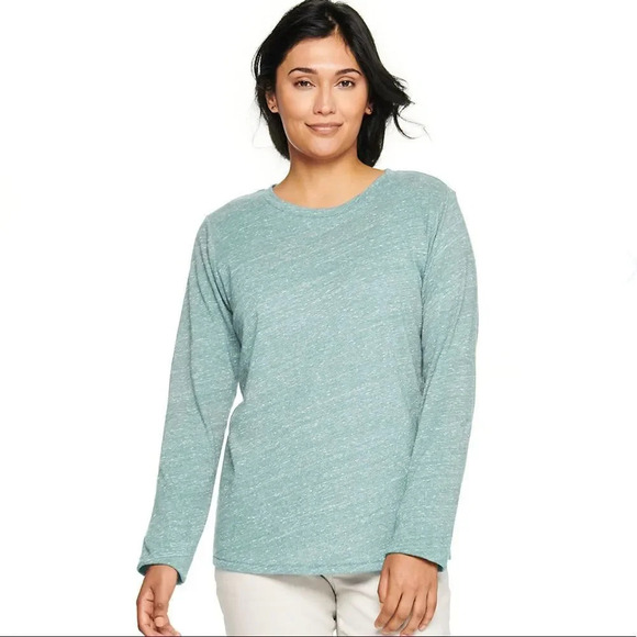 Long Sleeve Crewneck Tee Mint Blue Large - Picture 1 of 10